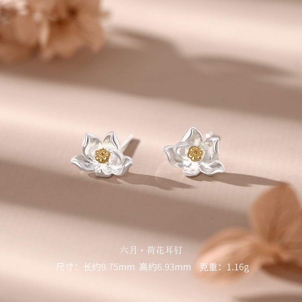 D廠【YC3383E】 足銀S999十二花神耳釘耳飾
 26.09-4