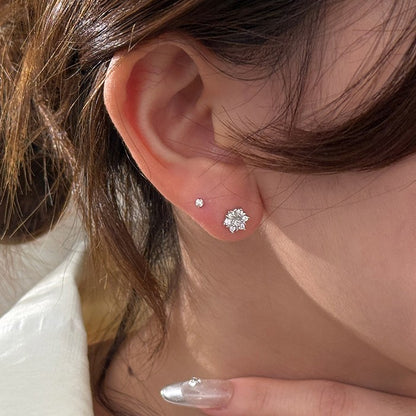 E廠【XDQ11068E】S999純銀小眾設計感雪花耳環女簡約時尚鑲鋯石日常百搭耳飾潮
 25.12-1
