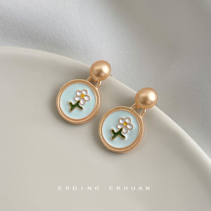 C廠【7083】小香風時尚高級感琺瑯滴釉彩繪花朵圓形幾何新款飾品
 25.11-2