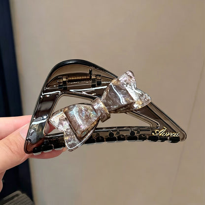 C廠【X698】法式輕奢風三角抓夾女大號醋酸蝴蝶結髮夾後腦勺盤髮鯊魚夾子髮飾
 26.08-2「C廠-單筆結帳需滿，NT$500出貨(不含運費)」