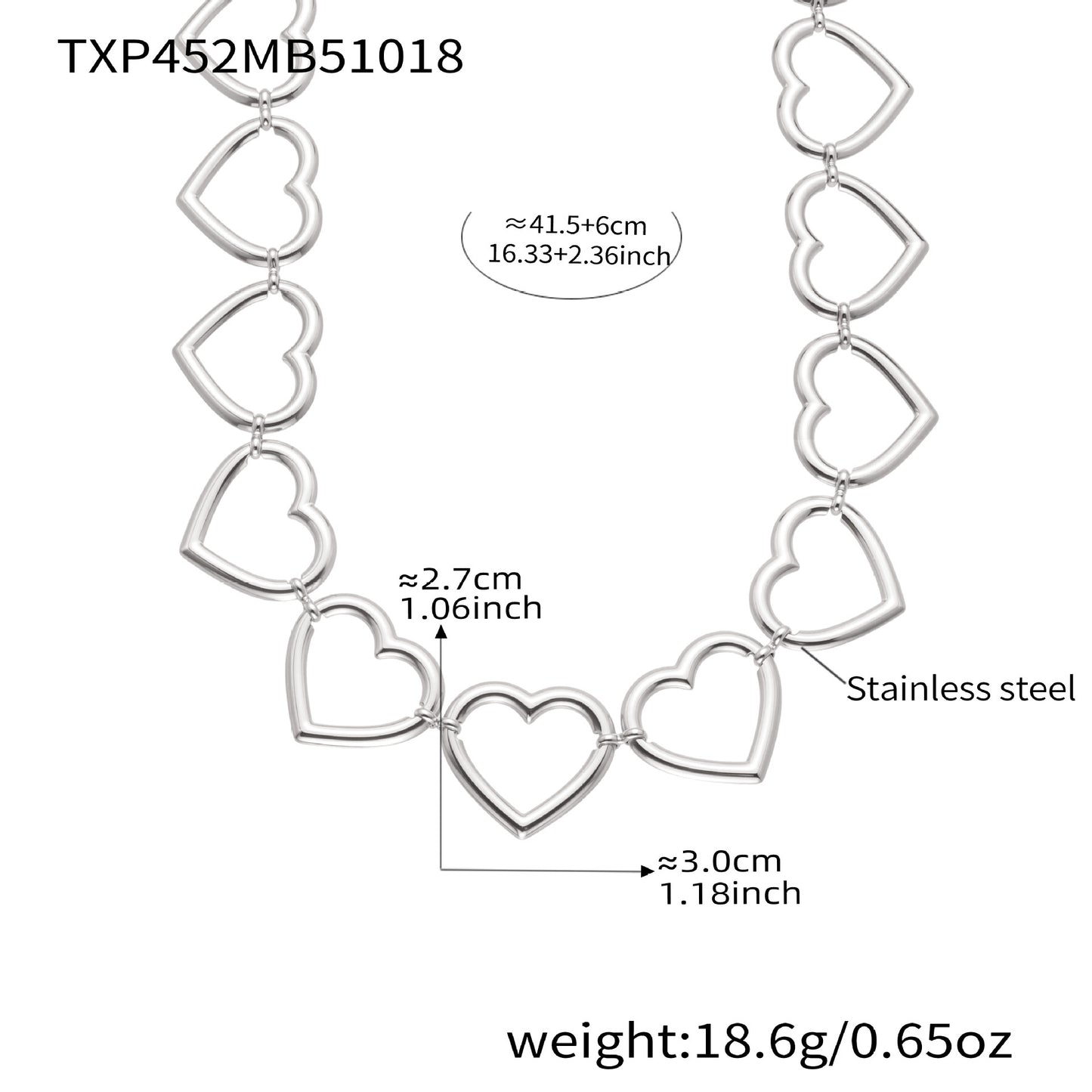 B廠【TXP452】不銹鋼幾何愛心項鍊手鍊耳環 鍍18k金個性誇張珠寶首飾套裝
 25.10-4