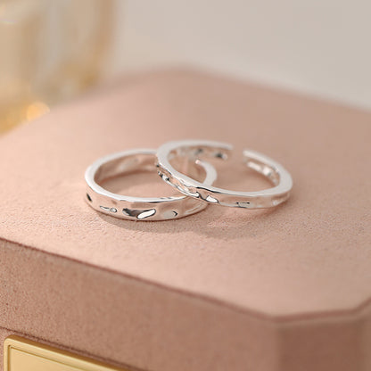 D廠【YC3563R】S999足銀凹凸面戒指情侶對戒冷淡風小眾輕奢個性時尚手飾 25.02-2