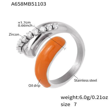 B廠【A656】跨境法式光面雙水滴開口戒指不鏽鋼鍍18k真金不掉色首飾
 25.11-2