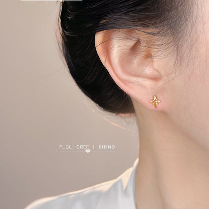 A廠【7175】個性迷你芒星s925銀針不對稱AB款耳環日常通勤睡覺不用摘學生耳飾
 25.12-1