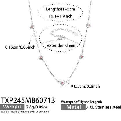 B廠【TXP245】歐美新款不銹鋼鍍18k金 多巴胺系列滿鋯石愛心吊墜項鍊手鍊女飾品
 26.07-4