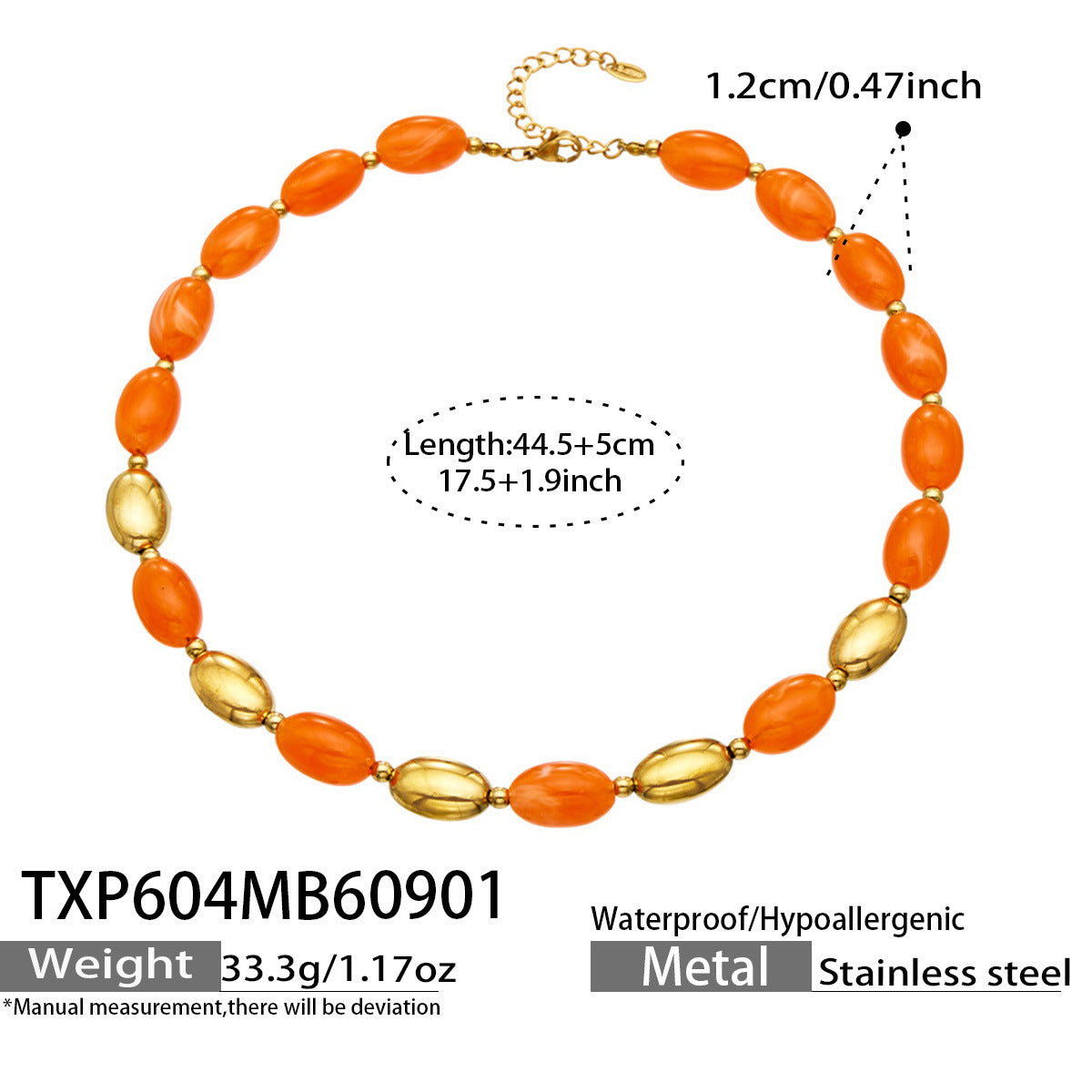 B廠【TXP604】歐美跨境多巴胺串珠不銹鋼鍍金項鍊時尚百搭甜美鎖骨鏈手鍊女套裝
 26.09-1