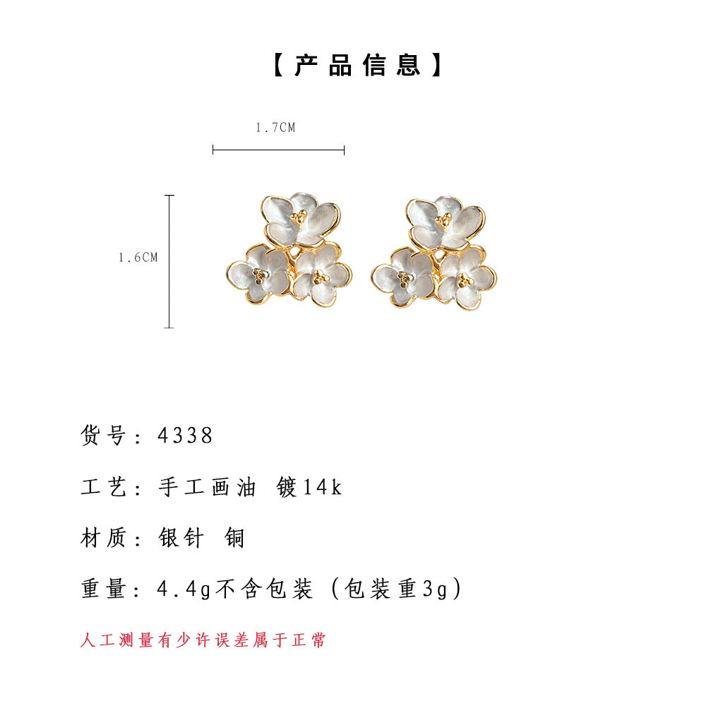 C廠【4338】桂花香~立體鍍14K花朵耳環優雅清新甜美簡約花瓣耳飾飾品 24.07-1