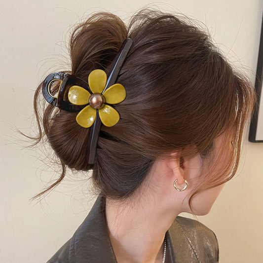 C廠【X103】醋酸花朵抓夾女2026新款高級感後腦勺大號髮量大盤髮鯊魚夾子髮飾
 26.04-3