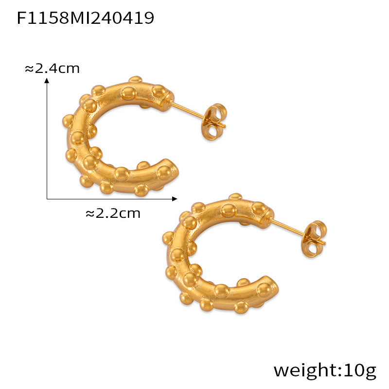 B廠【F1152-F1165】歐美金屬小眾個性百搭耳環C型幾何耳環鈦鋼鍍金設計感耳飾套裝女 24.04-4