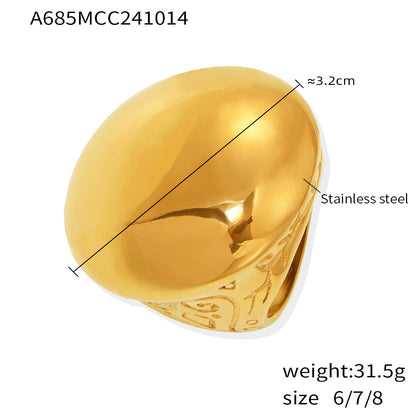B廠【A685】飾品高質感大光面羅馬紋數位鑄造戒指不鏽鋼PVD鍍真金保色 24.10-4