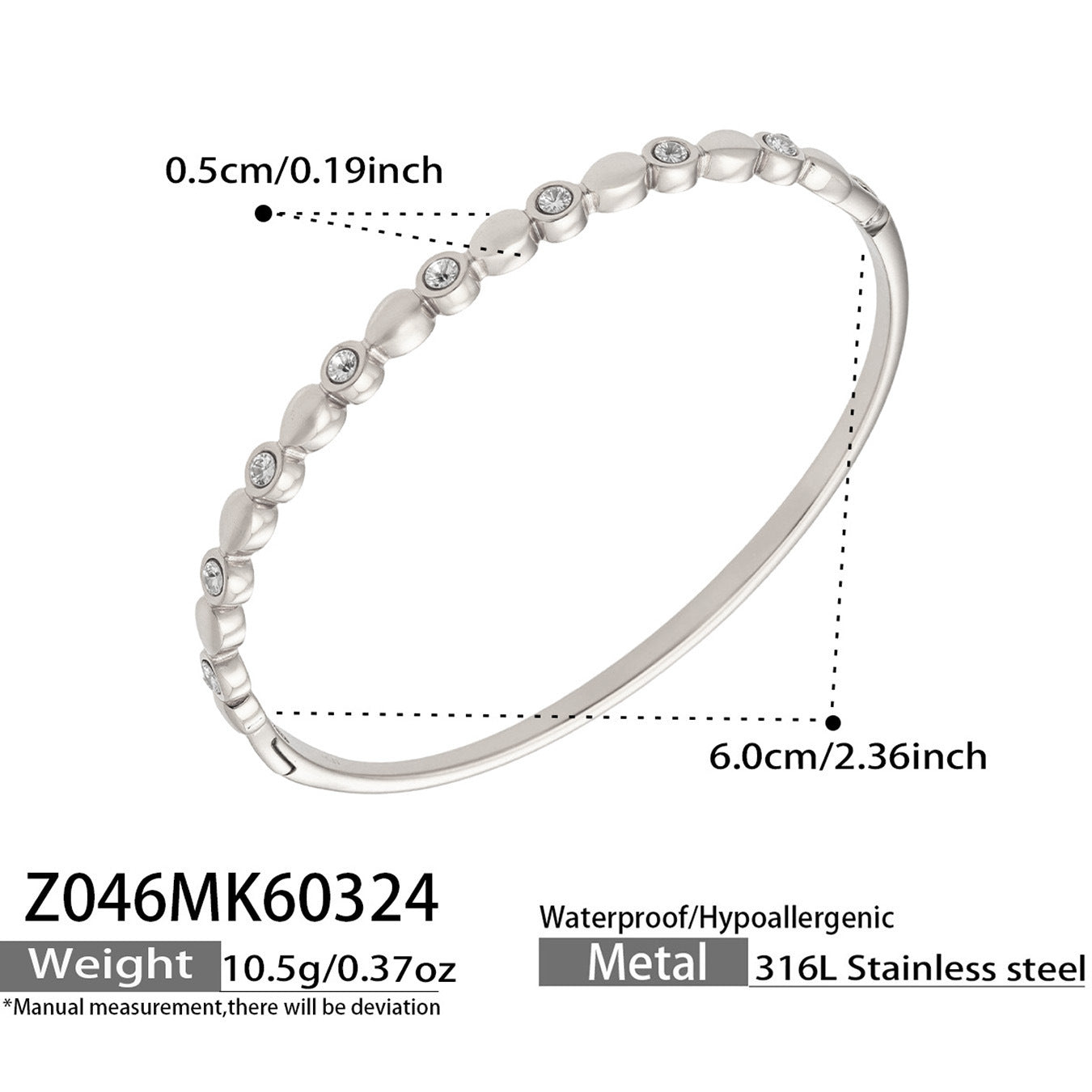 B廠【Z044】歐美高質感鑲5A鋯石細圈卡扣手環組合鍍18k金滿鑽輕奢高質感手環
 26.04-1