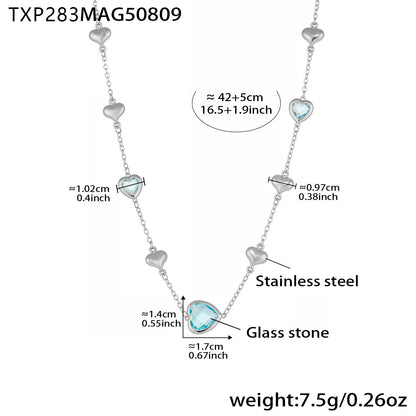 B廠【TXP283】珠寶新品切面玻璃石空心愛心項鍊不銹鋼鍍18k真金精美首飾 25.08-3