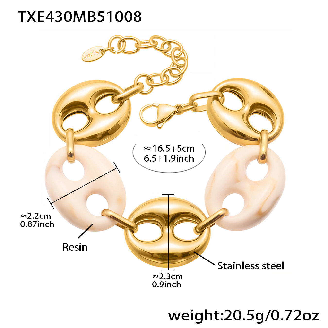 B廠【TXP430】不銹鋼豬鼻子樹脂項鍊多色時尚手工鍊鍍18k金項鍊手鍊耳環
 25.10-3