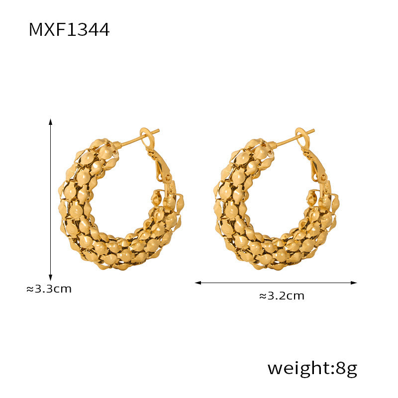 B廠【F1342-4】INS歐美耳飾耳環盒鏈C型鈦鋼鍍金耳環個性不掉色耳環女 24.03-1