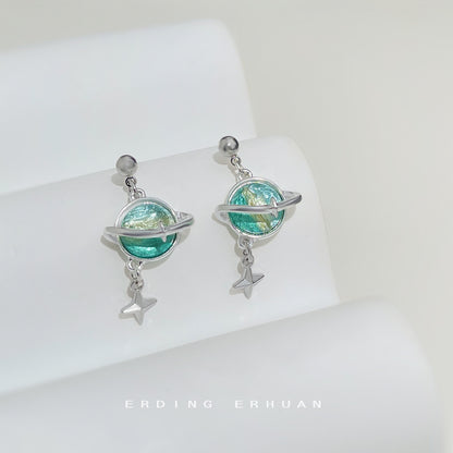 A廠【6418】個性甜酷風ins藍色星球繫新款熱賣耳飾飾品耳環女 25.07-2
