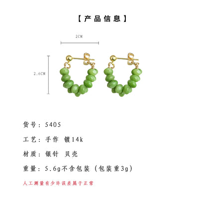 A廠【5405】春天款雙層貝殼清新甜美森系簡約新款耳環原創設計手工耳環女 25.01-2