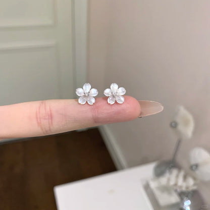 E廠【XDQ10946E】S925純銀甜美氣質貝殼花朵耳環女時尚高級感櫻花耳飾小眾百搭
 26.06-3
