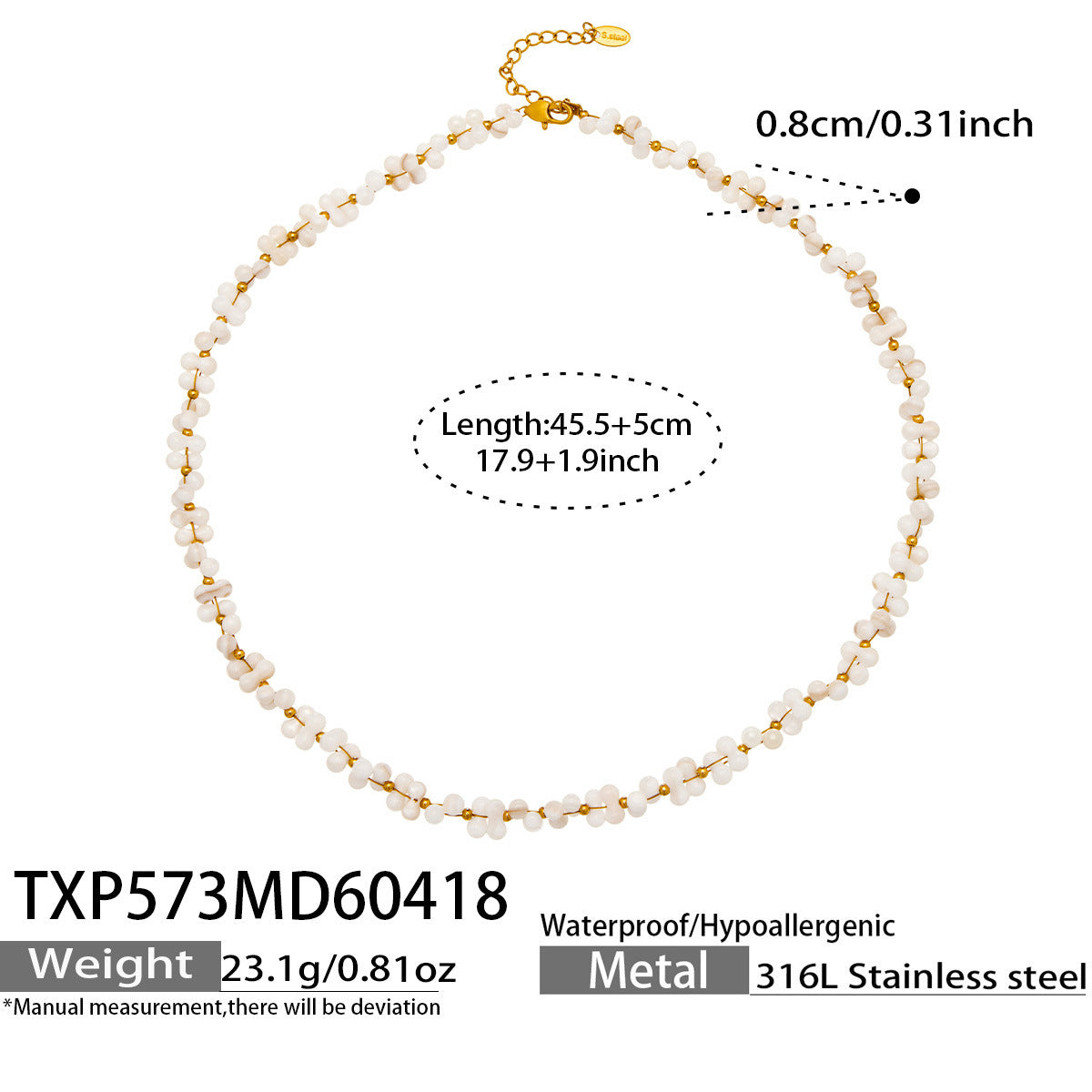 B廠【TXP572】歐美時尚輕奢天然貝殼骨頭形手鍊項鍊套裝跨境熱銷高質感氣質飾品
 26.04-4
