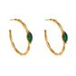 B廠【F707】不鏽鋼幾何C型祖母綠鋯石耳環 ins鍍18k金小眾時尚百搭耳飾
 25.11-1