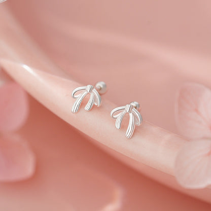 D廠【YC7265E】足銀S999蝴蝶結直針螺絲耳環公主甜美氣質優雅韓風溫柔耳飾
 25.11-1