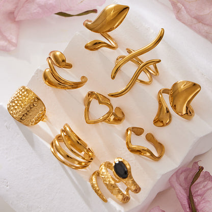 B廠【Y144】跨國小眾高級感輕奢幾何開口指環不銹鋼鍍金ins個性設計百搭戒指
 26.01-4