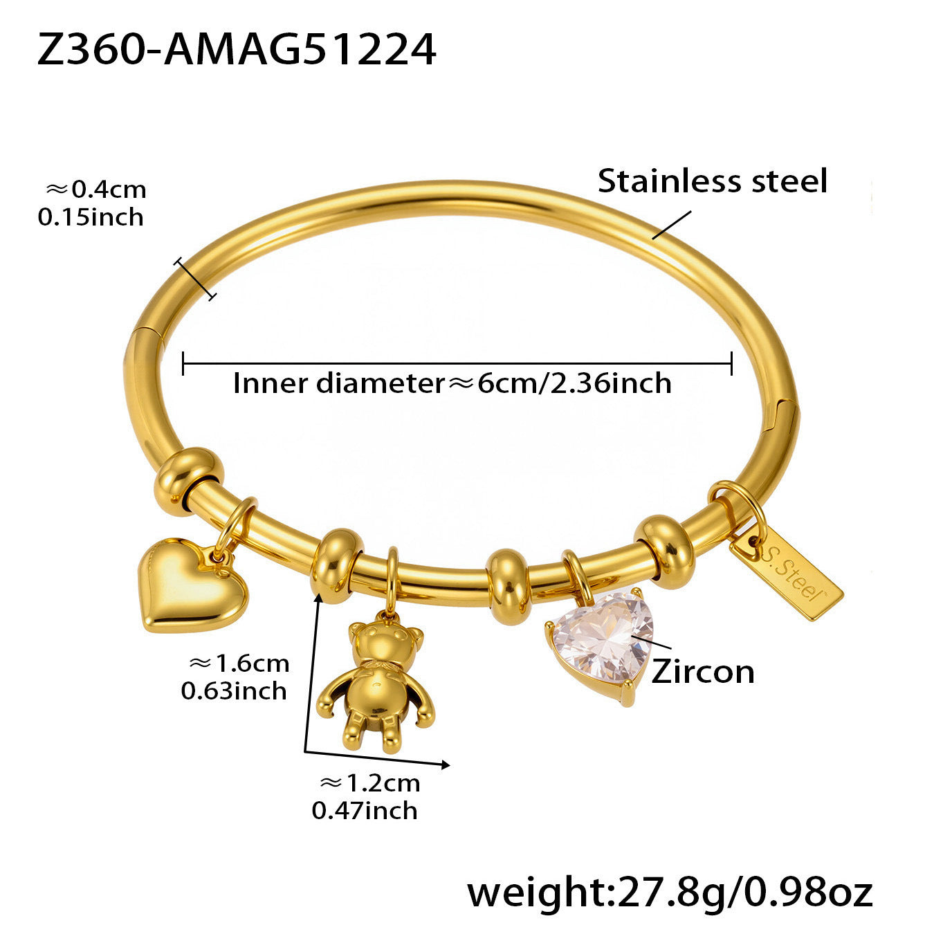 B廠【Z086】不鏽鋼5A鋯石幾何形手鐲鍍18k真金多手環組合 跨國時尚百搭首飾
 26.01-1