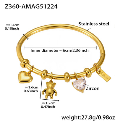 B廠【Z086】不鏽鋼5A鋯石幾何形手鐲鍍18k真金多手環組合 跨國時尚百搭首飾
 26.01-1