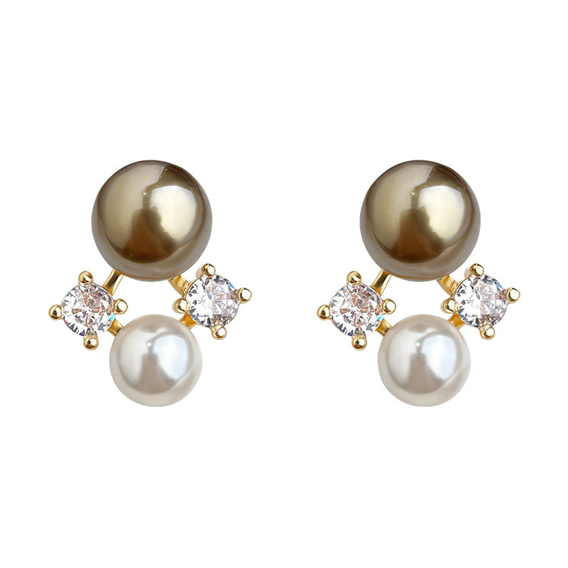 A廠【6941】秋冬爆款咖啡珍珠美拉德風微鑲鋯石925銀針鍍14K珍珠耳環耳飾
 25.10-3