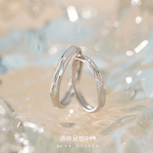D廠【YC3315R】足銀999高級設計感肌理情侶對戒簡約輕奢溫柔文藝戒指手飾
 26.04-4