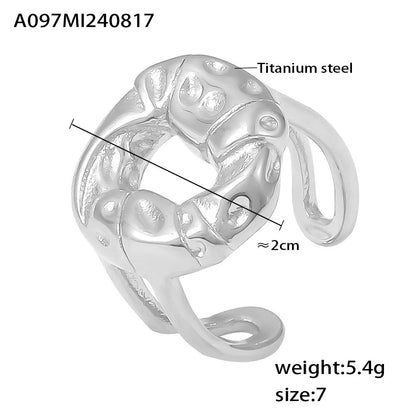 B廠【A097】法式復古設計戒指肌理質感鏤空ins風輕奢感開口食指戒鈦鋼18K 24.08-4