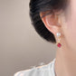 A廠【7087】港風法式文藝復古鋯石高級感玻璃珍珠耳環女氣質簡約幾何耳飾
 25.11-3