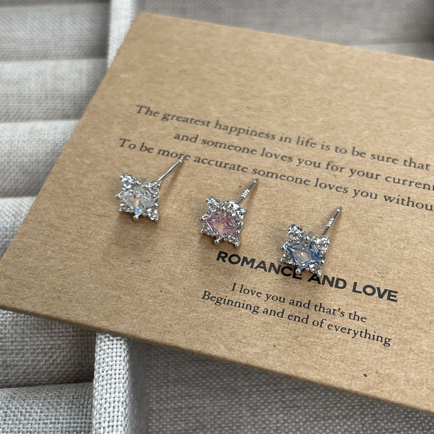 F廠【DQ10067E】S925純銀小眾設計四芒星方糖耳環女精緻鋯石耳骨釘百搭耳飾潮
 25.09-1