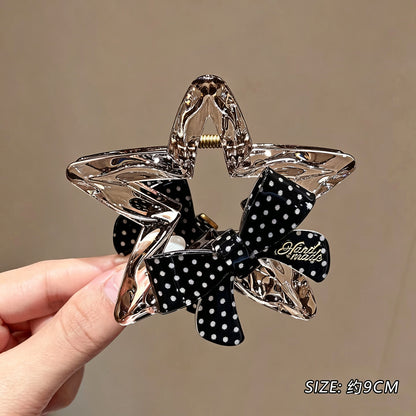 C廠【X594】波點蝴蝶結星星抓夾女新款高級感鯊魚夾高馬尾髮夾後腦勺盤頭飾
 26.07-4「C廠-單筆結帳需滿，NT$500出貨(不含運費)」