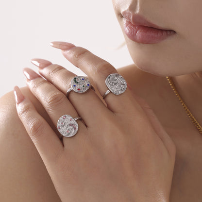 B廠【A975】跨國熱賣5A鋯石戒指女輕奢個性星月時尚尾戒惡魔之眼手飾品 25.02-3