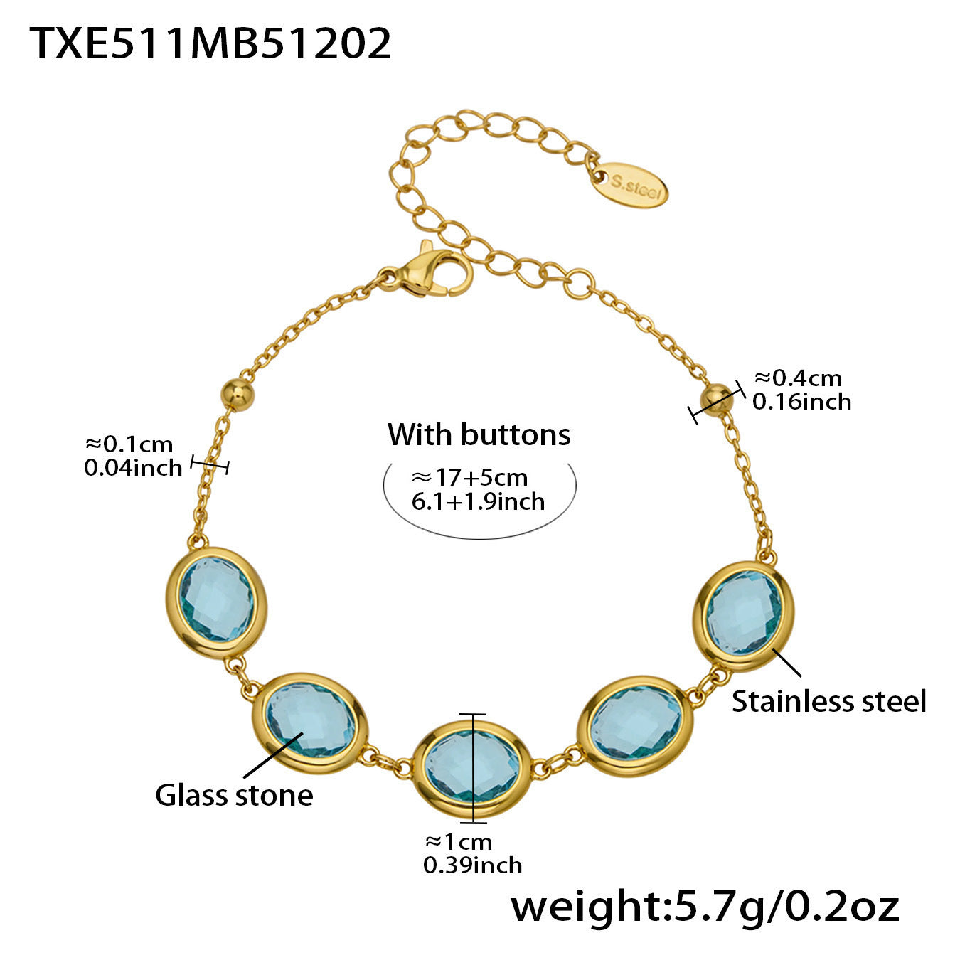 B廠【TXP511】不鏽鋼幾何橢圓切面玻璃石包邊項鍊手鍊耳環組鍍18k金跨國首飾
 25.12-2