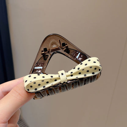 C廠【X663】蝴蝶結鯊魚夾女高級感醋酸抓夾後腦勺盤髮夾韓系波點髮抓髮卡頭飾
 26.08-2「C廠-單筆結帳需滿，NT$500出貨(不含運費)」