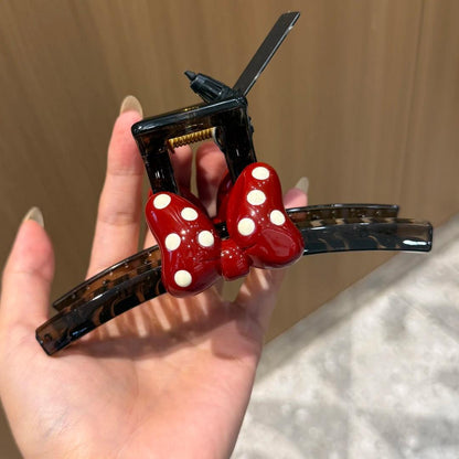 C廠【X820】韓系氣質波點蝴蝶結抓夾大號少女甜美後腦勺盤髮夾鯊魚夾髮卡髮飾
 26.09-1「C廠-單筆結帳需滿，NT$500出貨(不含運費)」