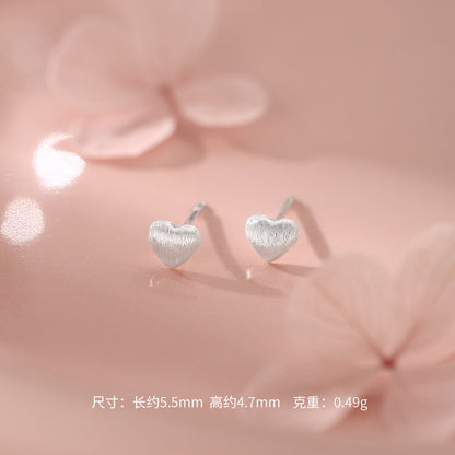 D廠【YC00075E】足銀S999愛心拉絲耳釘
 26.10-1