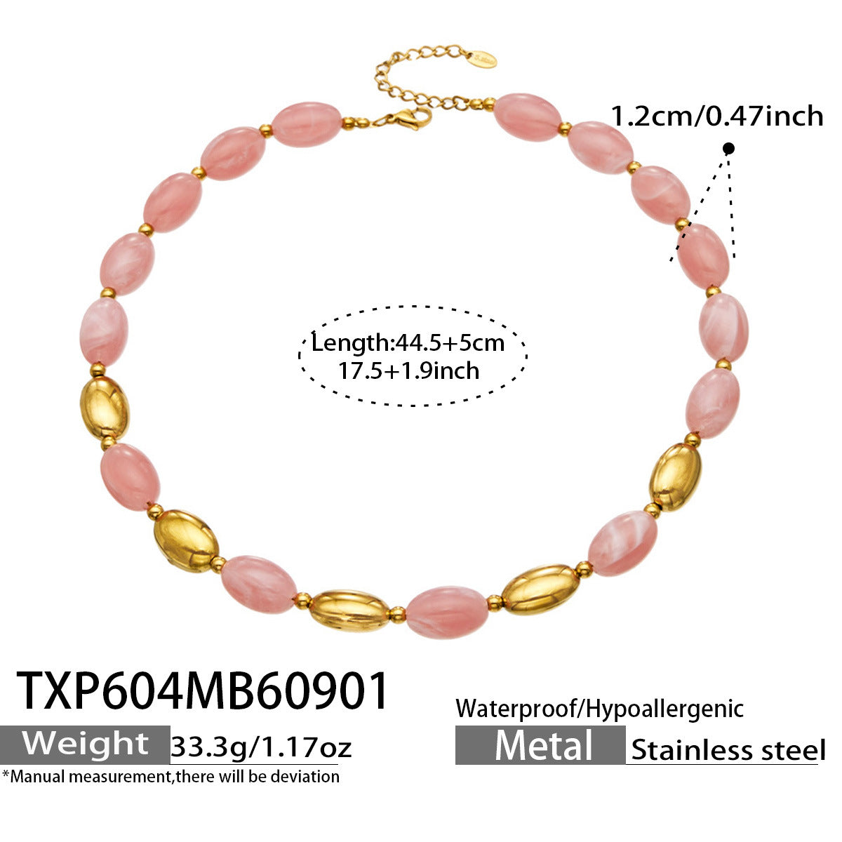 B廠【TXP604】歐美跨境多巴胺串珠不銹鋼鍍金項鍊時尚百搭甜美鎖骨鏈手鍊女套裝
 26.09-1
