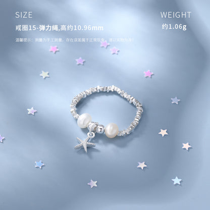 D廠【YC5279SL】足銀S999貝殼海星碎銀手鍊戒指夢幻簡約珍珠女甜美時尚手飾
 26.03-2
