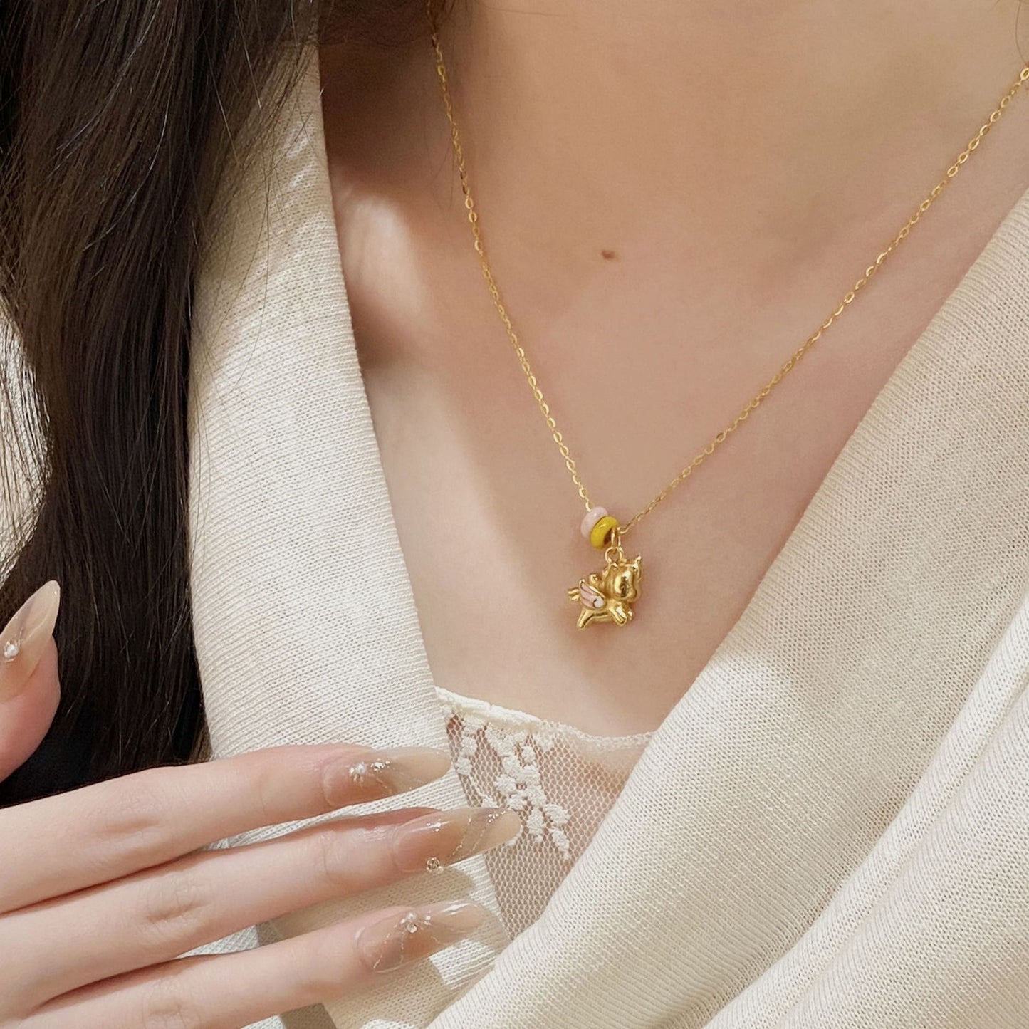 F廠【DQ2244N】S925純銀夢幻獨角獸項鍊女輕奢高級感小飛馬氣質鎖骨鏈潮
 25.11-2