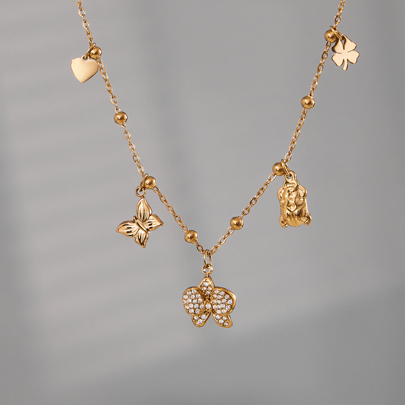 B廠【P1712】不鏽鋼diy蝴蝶吊墜項鍊鍍18k真金歐美時尚輕奢百搭珠寶首飾
 25.10-3