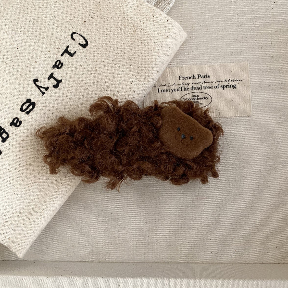 C廠【B27-6】韓國可愛羊羔毛小熊髮夾瀏海夾bb夾頭飾女甜美減齡側邊夾髮卡髮飾
 25.12-3「C廠-單筆結帳需滿，NT$500出貨(不含運費)」