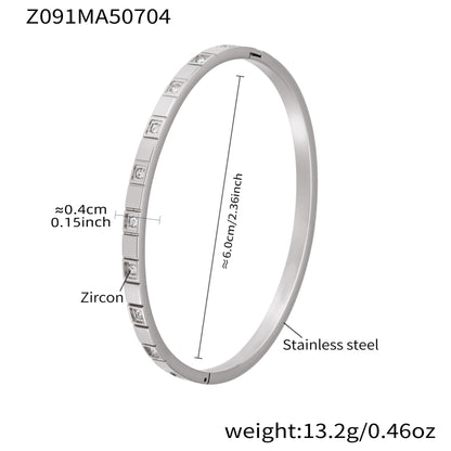 B廠【Z091】跨境輕奢高級感小眾幾何時尚鋯石手鐲不鏽鋼鍍18k金女手環組合
 26.01-3