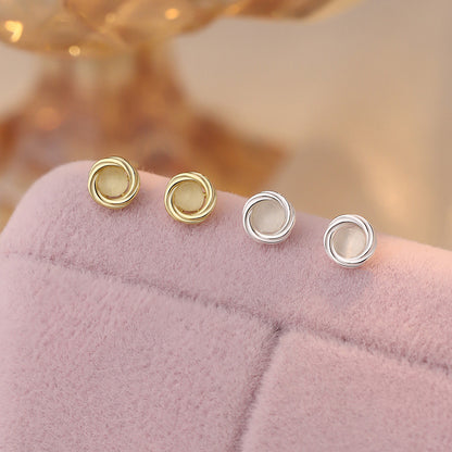 D廠【YC6097E】S925純銀環貓眼耳環幾何輕奢簡約精緻設計溫柔文藝耳飾 25.02-2