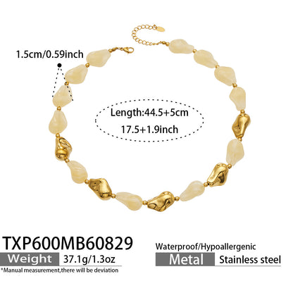 B廠【TXP600】跨境飾品不規則樹脂不銹鋼手鍊小眾撞色ins風輕奢女手鍊項鍊套裝
 26.09-1