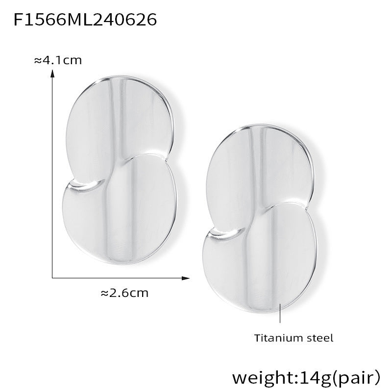 B廠【F1566】INS網紅潮流同款18k金耳環鈦鋼極簡水滴型曲面耳環不掉色飾品 24.07-1