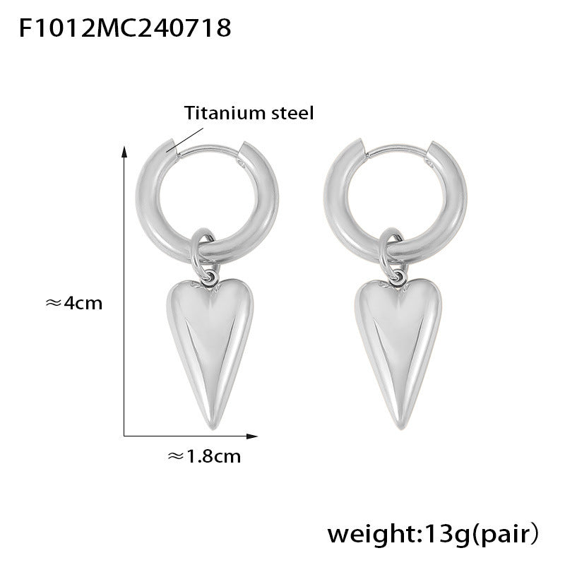 B廠【F1012】亞馬遜跨境熱銷環扣愛心耳環時尚復古設計鈦鋼鍍18k金潮流耳環女 24.07-4