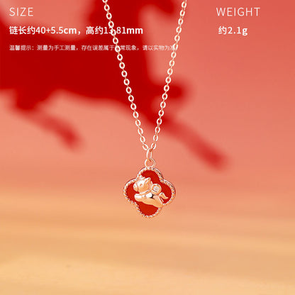 D廠【YC2903N】原創純銀S925純銀四葉花小馬項鍊手鍊耳環生肖本命年個性首飾
 25.11-3