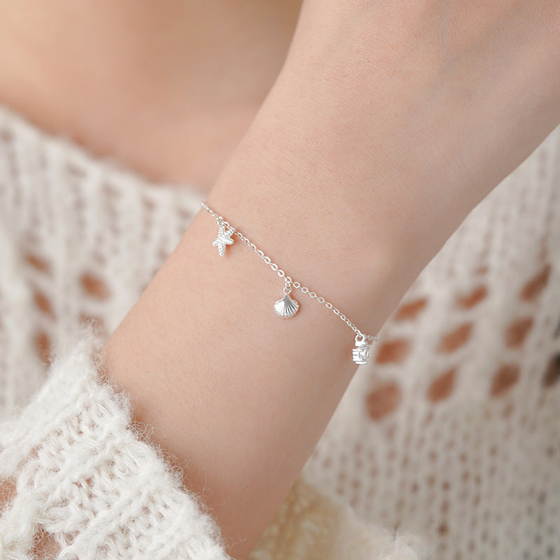 D廠【YC4223SL】足銀S999少女心海星貝殼手鍊女溫柔甜美精緻簡約可愛小眾手鍊
 26.03-2